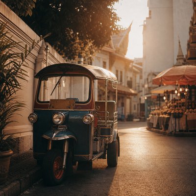 Tuk-tuk Bangkok coucher de soleil