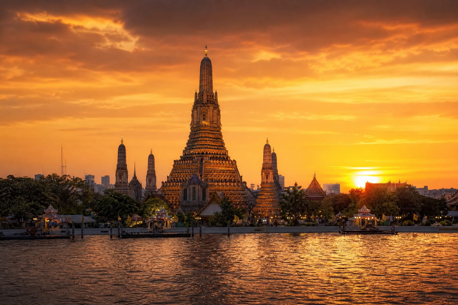 Wat Arun au coucher du soleil, Bangkok
