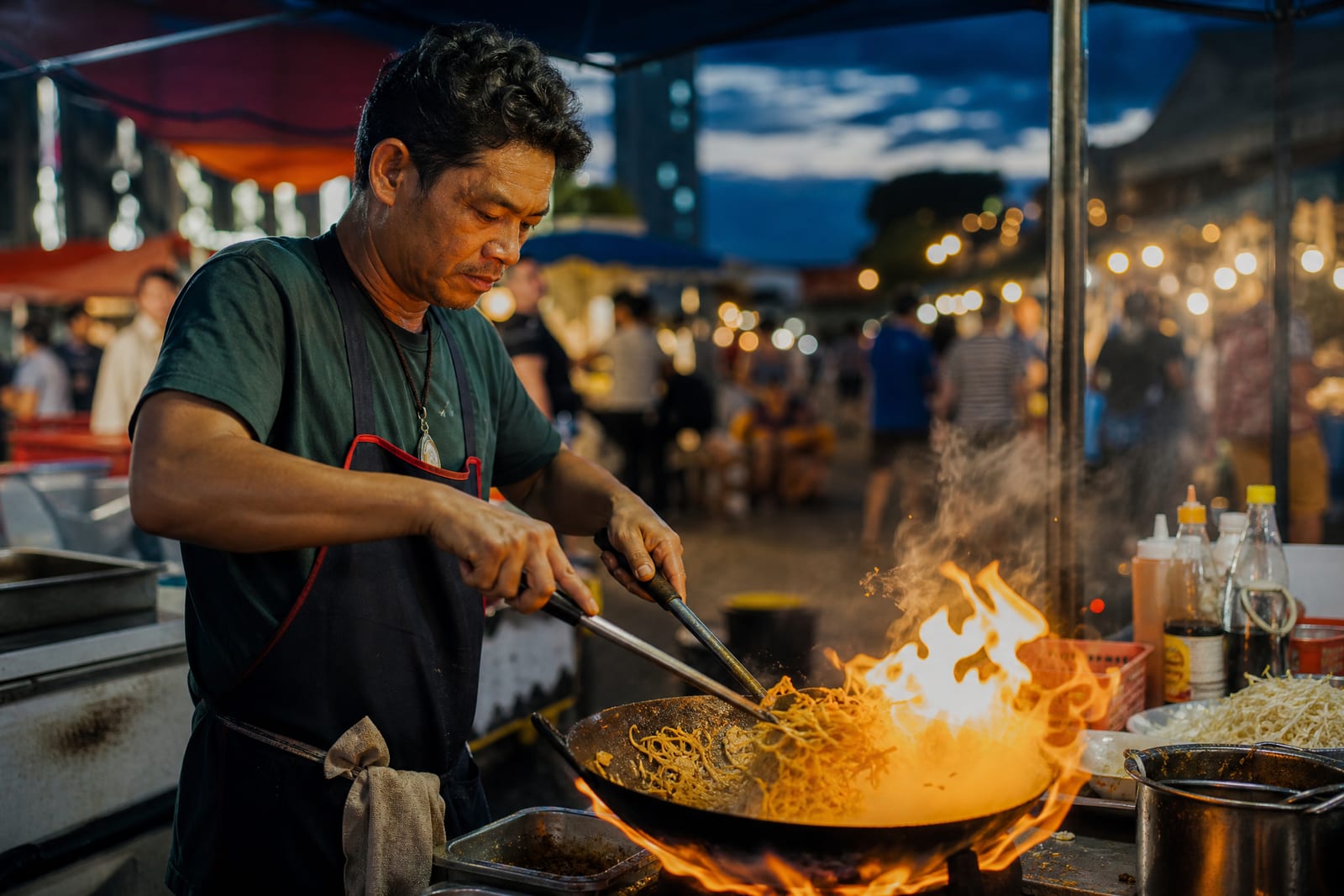 Street food, pad thaï au wok